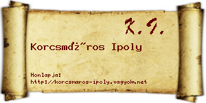 Korcsmáros Ipoly névjegykártya